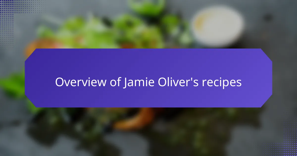 Overview of Jamie Oliver's recipes