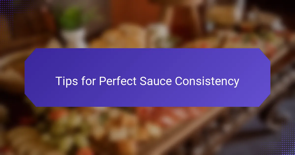 Tips for Perfect Sauce Consistency